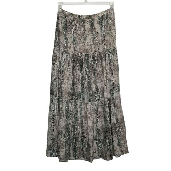 Chico's Midi Camo Calf‎ Boho Tiered Ruffle Skirt - Picture 1 of 13